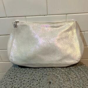 Tracey Tanner perlescent suede fatty zip pouch